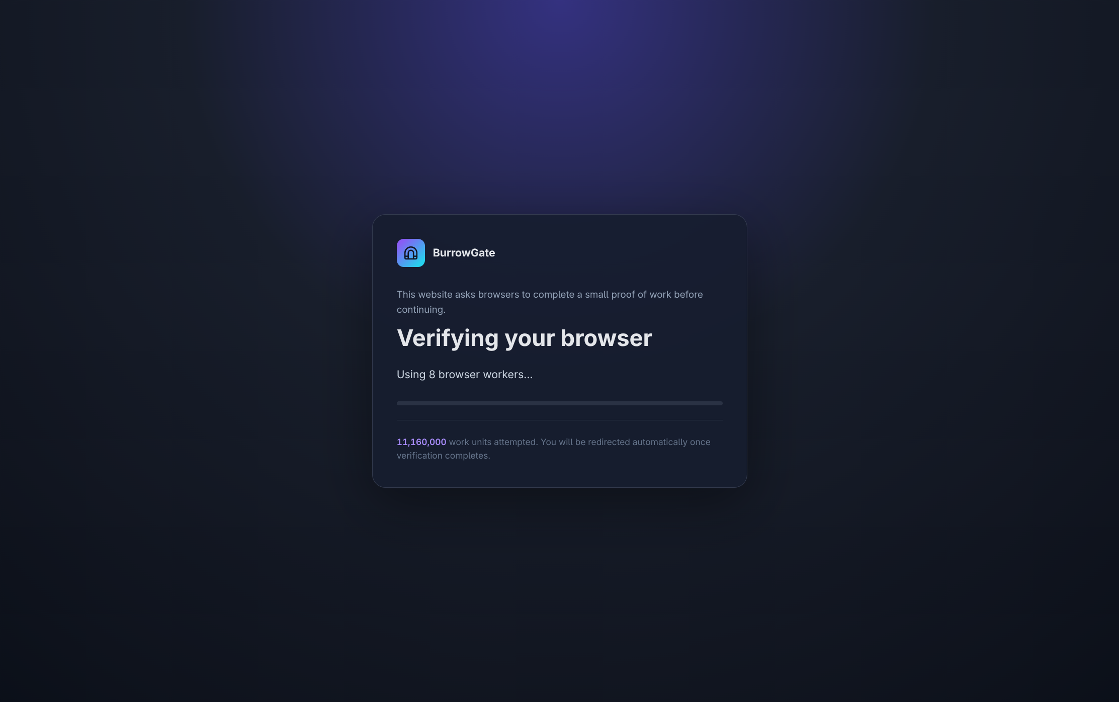 BurrowGate visitor-facing browser challenge page
